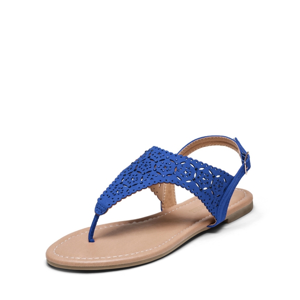 Cut Out Rhinestone Flat Sandals - ROYAL BLUE -  0